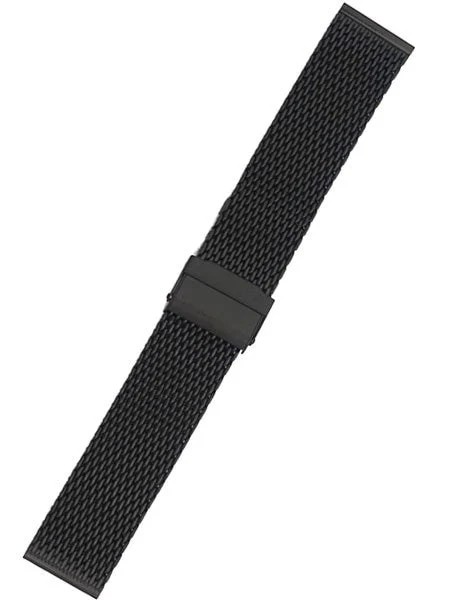 Staib Polished Finish Black IP Milanaise Mesh Bracelet #ST-BK-2906-20812SBL (Straight End, 20mm) kol saati