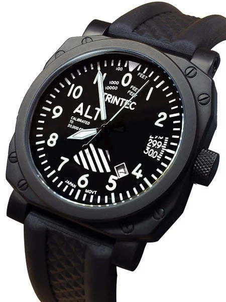 Trintec Altimeter Automatic Aviator Watch with Black PVD Case #9060VW kol saati