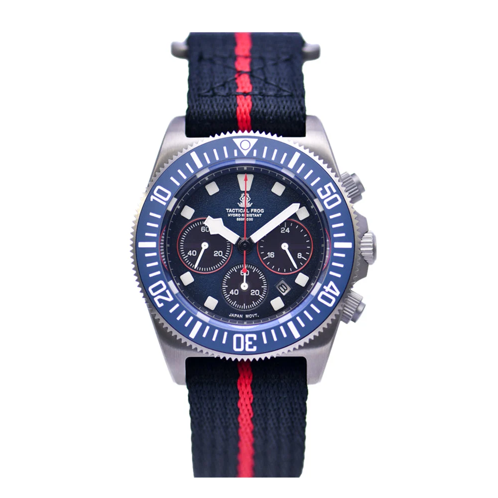Tactical Frog Titanium FX-Diving Chronograph Watch 战术蛙-FXD计时(三表盘)- 黑色870 50 mm kol saati