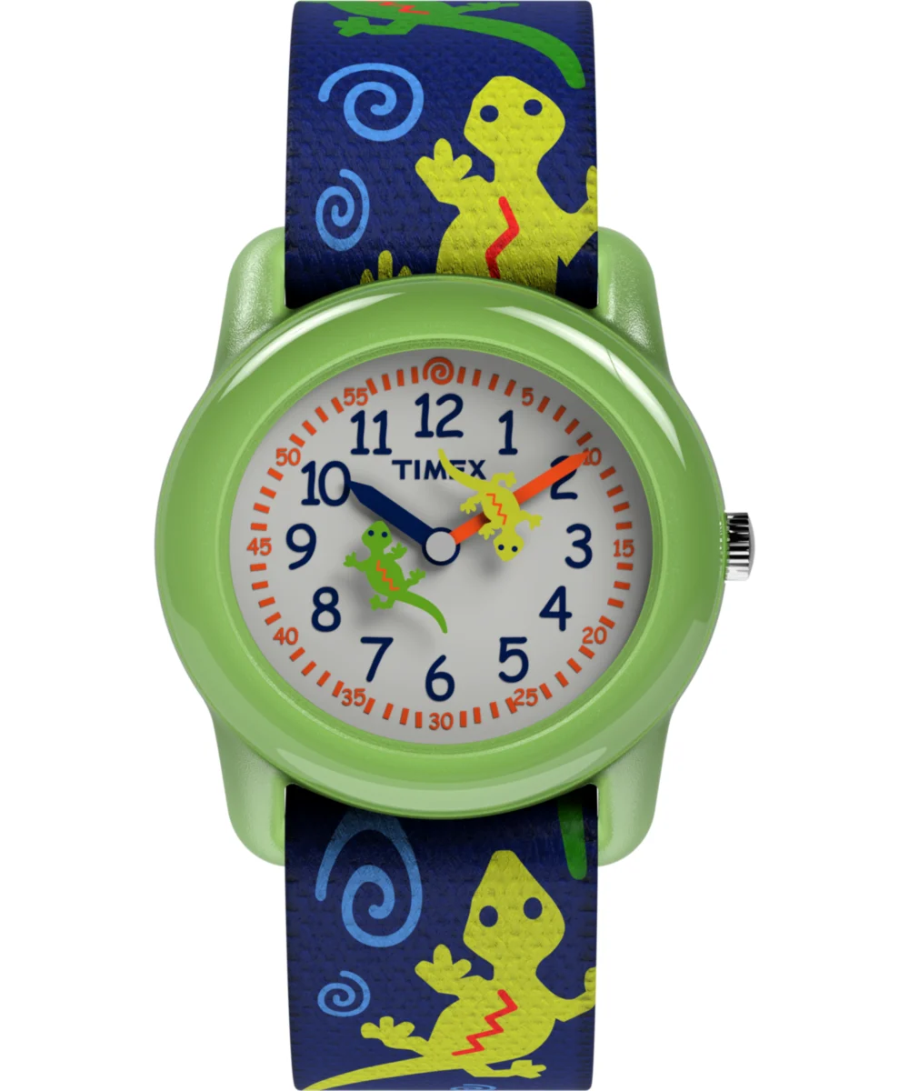 Timex TIME MACHINES® 29mm Green Gecko Elastic Fabric Kids Watch T72881 29 mm kol saati