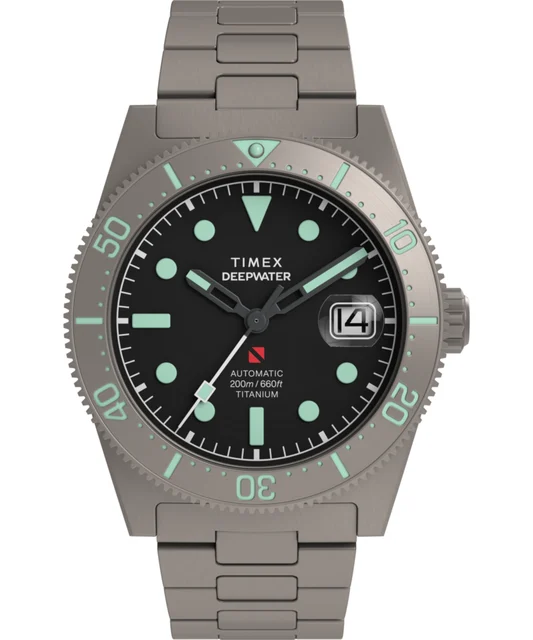 Timex Deepwater Reef 200 41mm Titanium Automatic Bracelet Watch TW2Y64400 kol saati