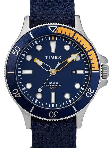 Timex Allied Coastline Quartz Watch with Blue Dial and INDIGLO Night-Light #TW2T30400VQ 43 mm kol saati
