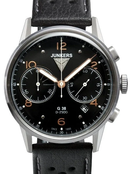 Junkers Black Dial, Quartz Chronograph with 60-Minute Timer #6984-5 kol saati