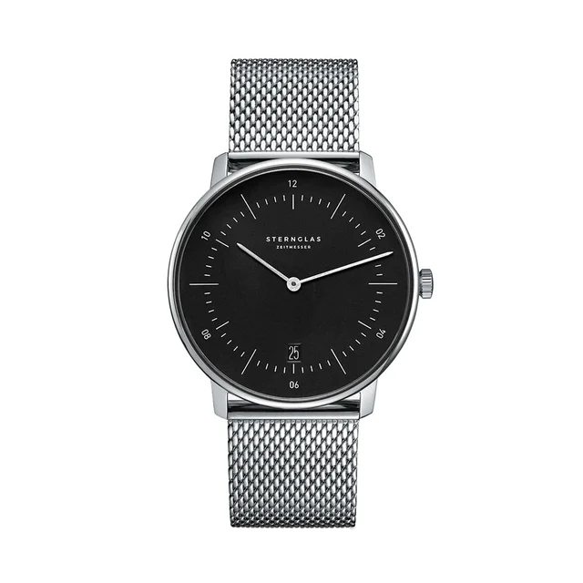Sternglas Naos Quartz 38mm - Black on Bracelet S01-NA53-MI04 kol saati