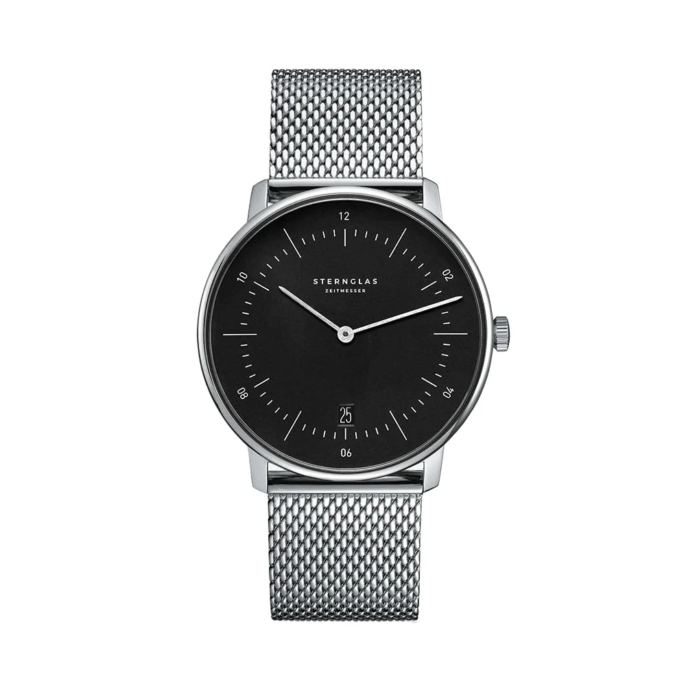 Sternglas Naos Quartz 38mm - Black on Bracelet S01-NA53-MI04 38 mm kol saati