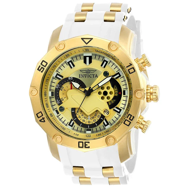 Invicta Pro Diver SCUBA Watch - 50mm. Gold, White (23424) kol saati