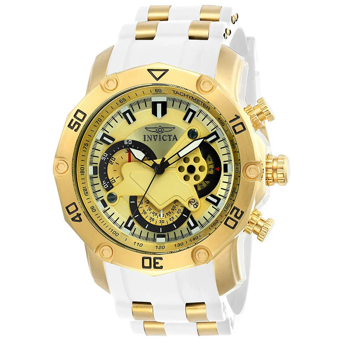Invicta Pro Diver SCUBA Watch - 50mm. Gold, White (23424) 50 mm kol saati