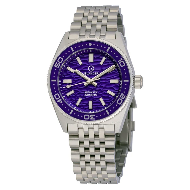 Islander Northport 37mm Automatic Watch with Purple Ripple Dial #ISL-291 kol saati