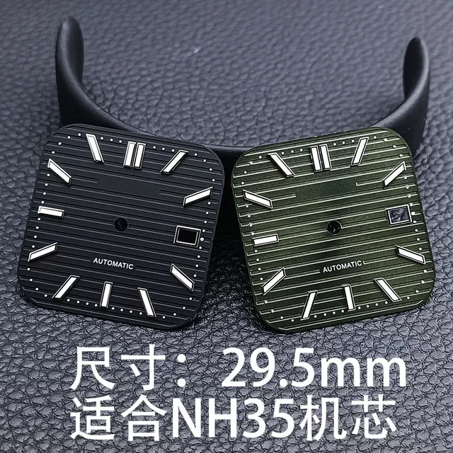 Tandorio Square dial NH35 movement silver nail green luminous 5931579458361 kol saati