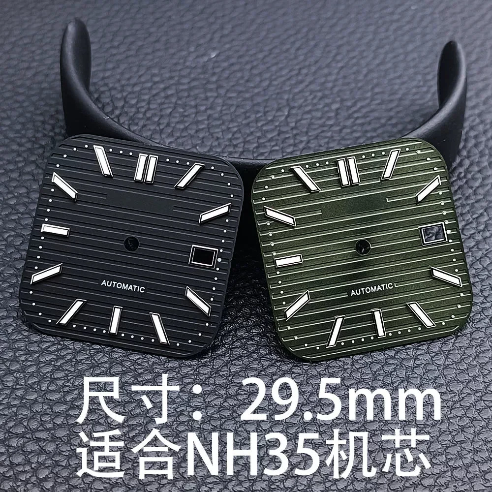 Tandorio Watches Square dial NH35 movement silver nail green luminous 5931579458361 29.5 mm kol saati