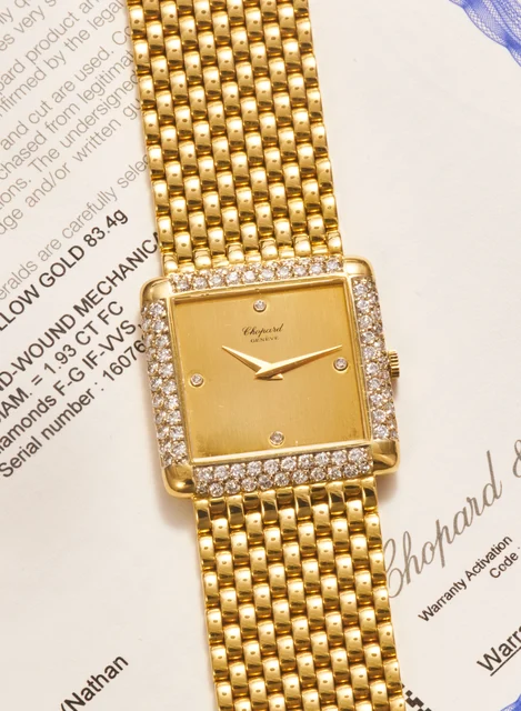 Chopard Ref. 14-2469-YDB, gold diamond-set dial, diamond-set bezel, integrated bracelet; 1