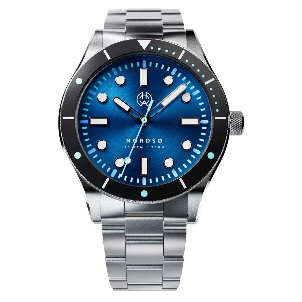 Henry Archer Nordso Automatic Dive Watch with Horizon Blue Dial #HAC-NOR-HRZ-3LI 47 mm kol saati