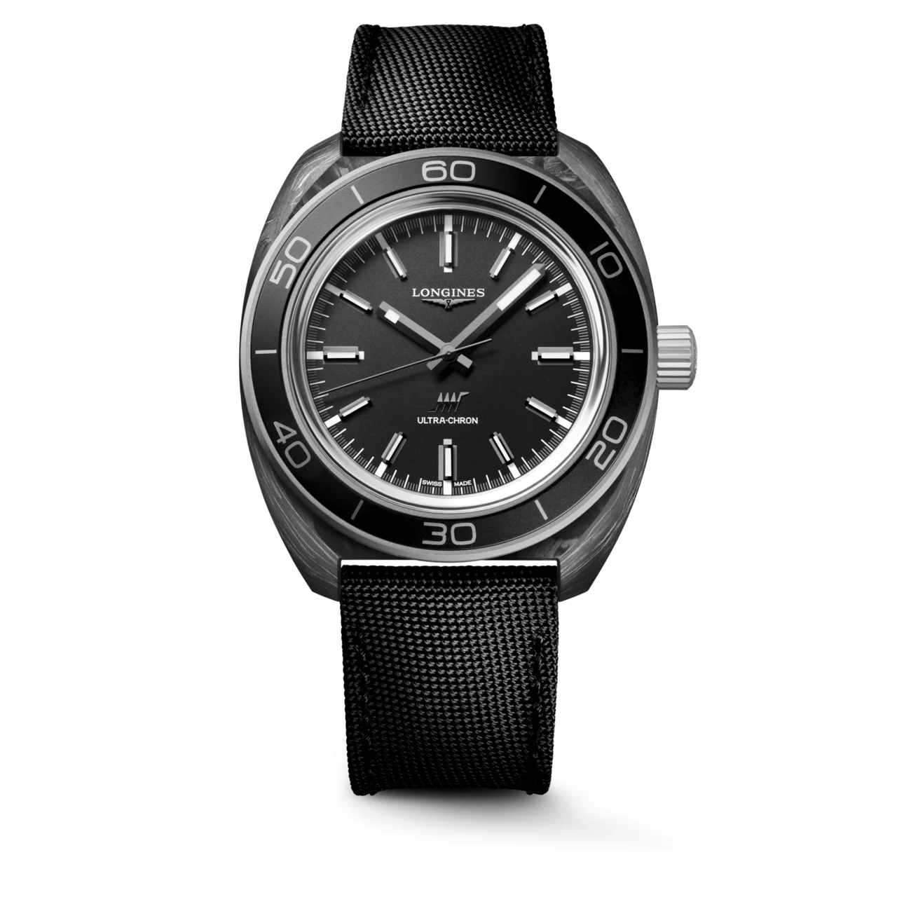 Longines Ultra‑chron Carbon L2.839.4.52.2 43 mm kol saati