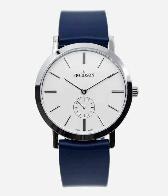 Fjordson #SLIM | White Dial With Blue Rubber Strap - Watch #SLIM | White Dial With Blue Ru