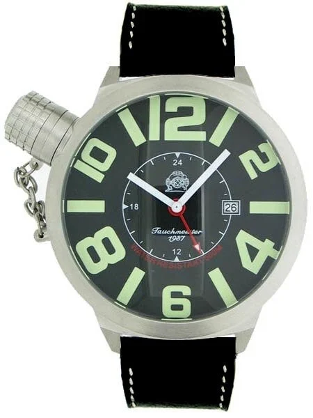 Tauchmeister XXL 52mm Military GMT Dive Watch with 24-hr Hand T0065 kol saati