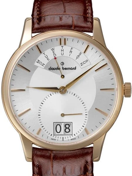 Claude Bernard Unique and Stylish Big Date and Pointer Day Watch #34004-37R-AIR 40 mm kol saati