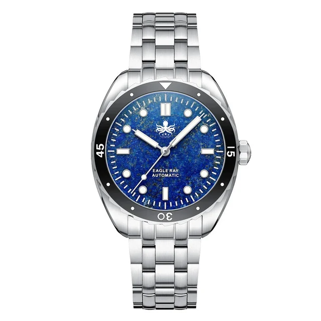 Phoibos Eagle Ray Automatic Diver with Lapis Lazuli Dial #PY065BN kol saati