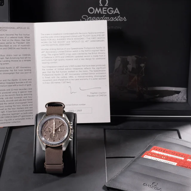 OMEGA OMEGA, REF. 311.62.42, SPEEDMASTER, APOLLO 11, 45TH ANNIVERSARY, PINK GOLD SEDNA BEZ