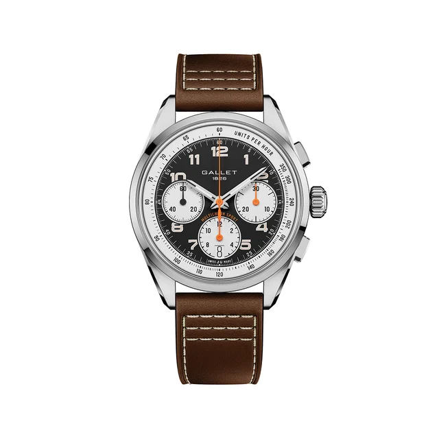 Gallet Multichron Sport Chronograph 41mm - Black on Leather Strap AG2302131B1X1 kol saati