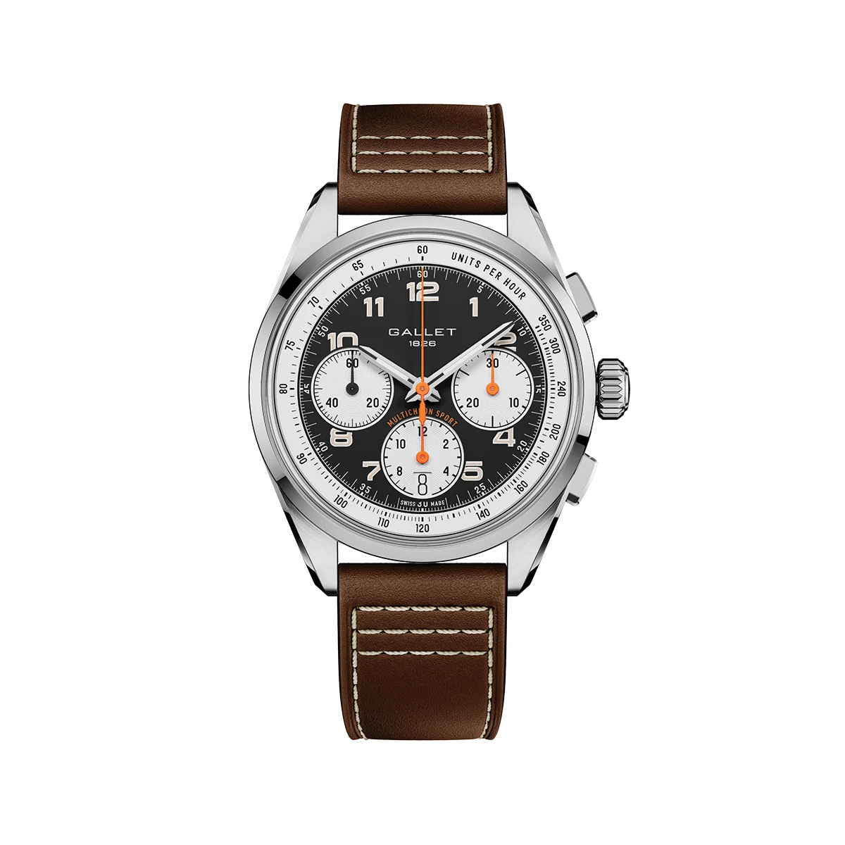 Gallet Multichron Sport Chronograph 41mm - Black on Leather Strap AG2302131B1X1 41 mm kol saati