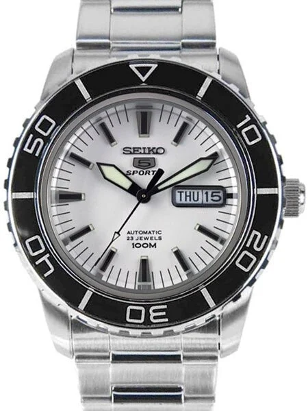 Seiko Sports 5, 23-Jewel Automatic Watch with Day and Date Window #SNZH51K1 kol saati