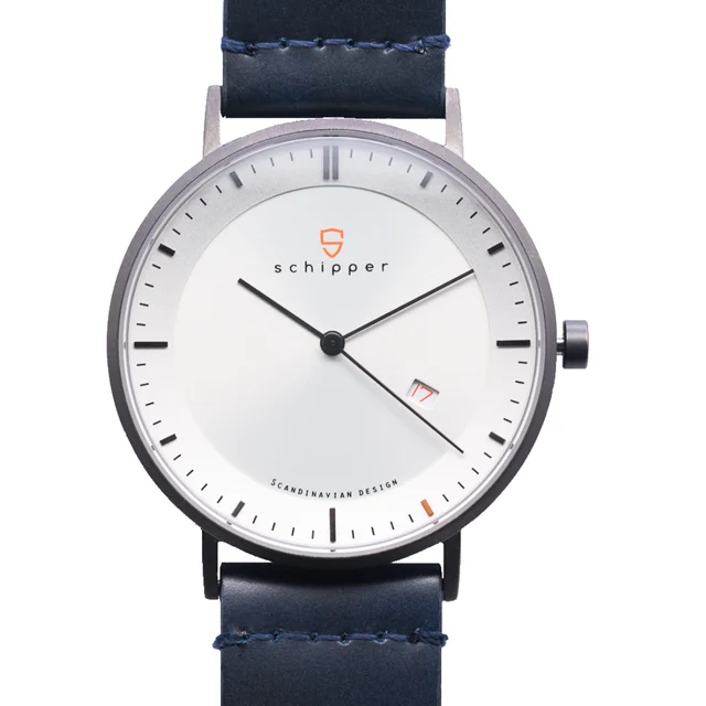 Schipperwatch Schipper NEW AESTHETIC 40 | Sunburst White | Blått Läder kol saati