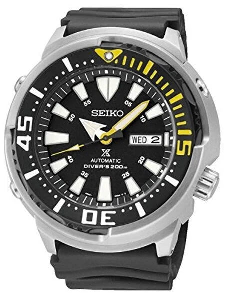 Seiko Prospex 24-Jewel Automatic Black Dial Dive Watch with Case Shroud #SRP639 46 mm kol saati