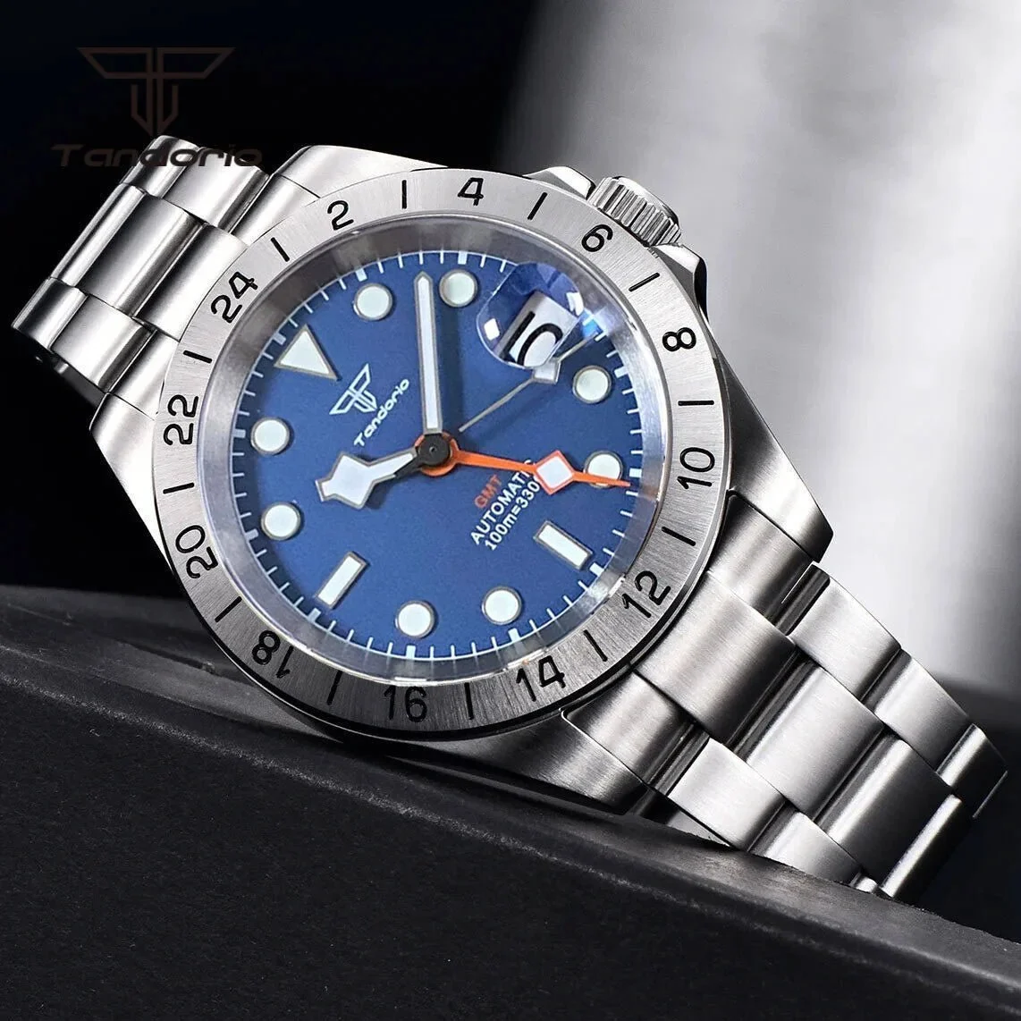 Tandorio Watches Tandorio GMT NH34 Movement 39mm 10bar diver Sapphire glass back TD226 14:10#blue A nologo dial 1;5:57000035#glass back 39 mm kol saati