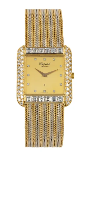 Chopard Ref. SH2706-1-YWDB, diamond-set gold dial, diamond-set bezel, integrated bracelet;