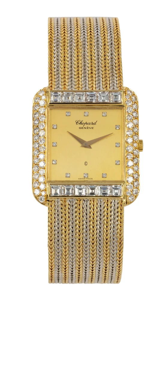 Chopard Ref. SH2706-1-YWDB, diamond-set gold dial, diamond-set bezel, integrated bracelet; 18K yellow gold, 18K white gold and diamonds (“ ”) kol saati