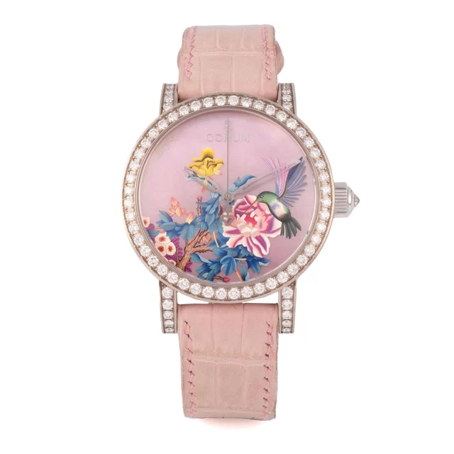 Corum CORUM, REF. 982.102.69, CLASSICAL GARDEN BIRD, MOTHER-OF-PEARL PAINTED DIAL, WHITE G
