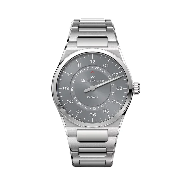 Meistersinger Kaenos Open Date 40mm - Grey on Bracelet KSOD927 kol saati