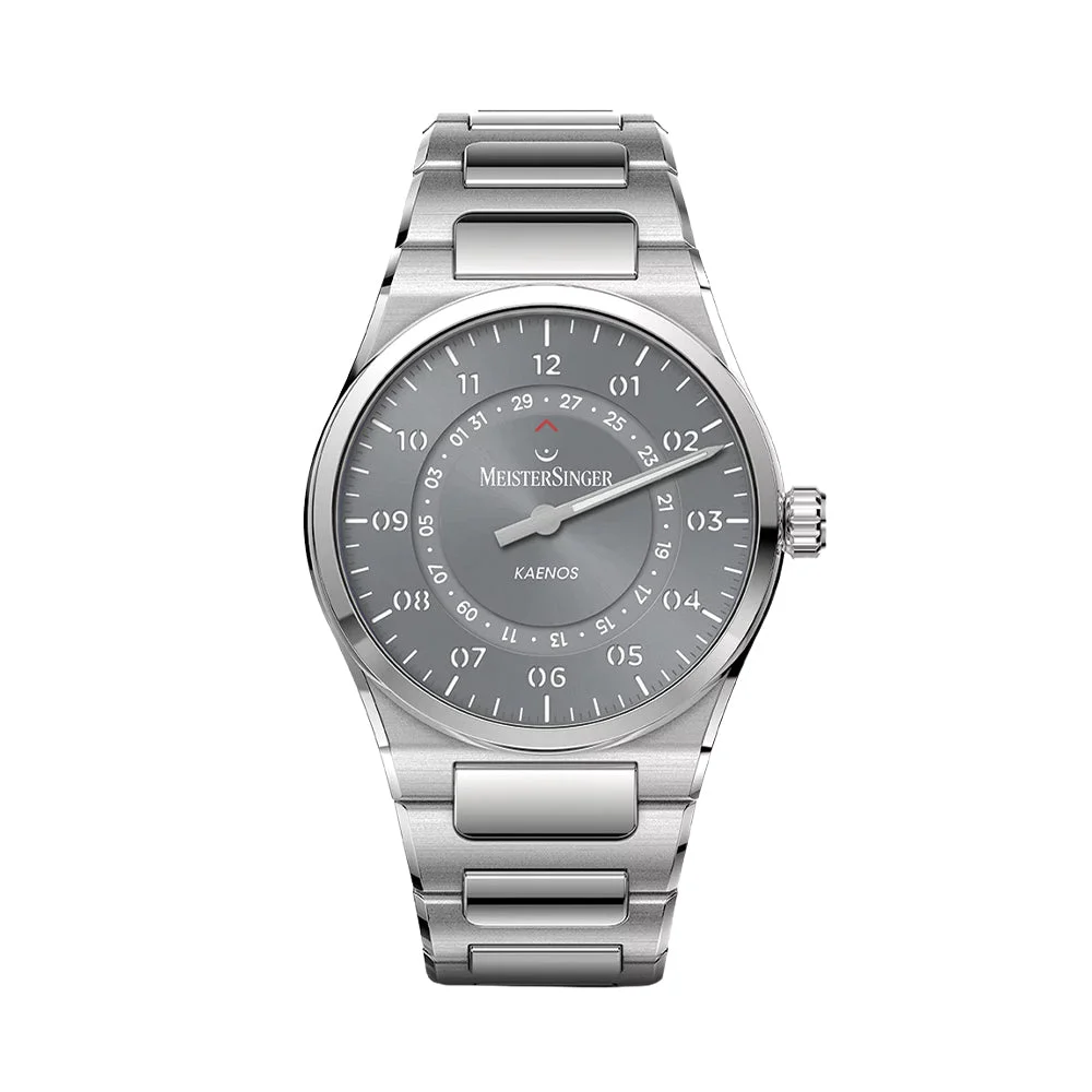 Meistersinger Kaenos Open Date 40mm - Grey on Bracelet KSOD927 40 mm kol saati