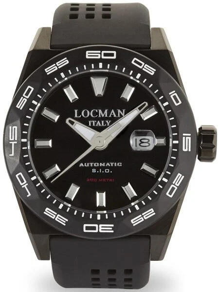 Locman Stealth 300 Meter Automatic Dive Watch with 46mm Black PVD Case #215BKPVBKSTBKR 46 mm kol saati