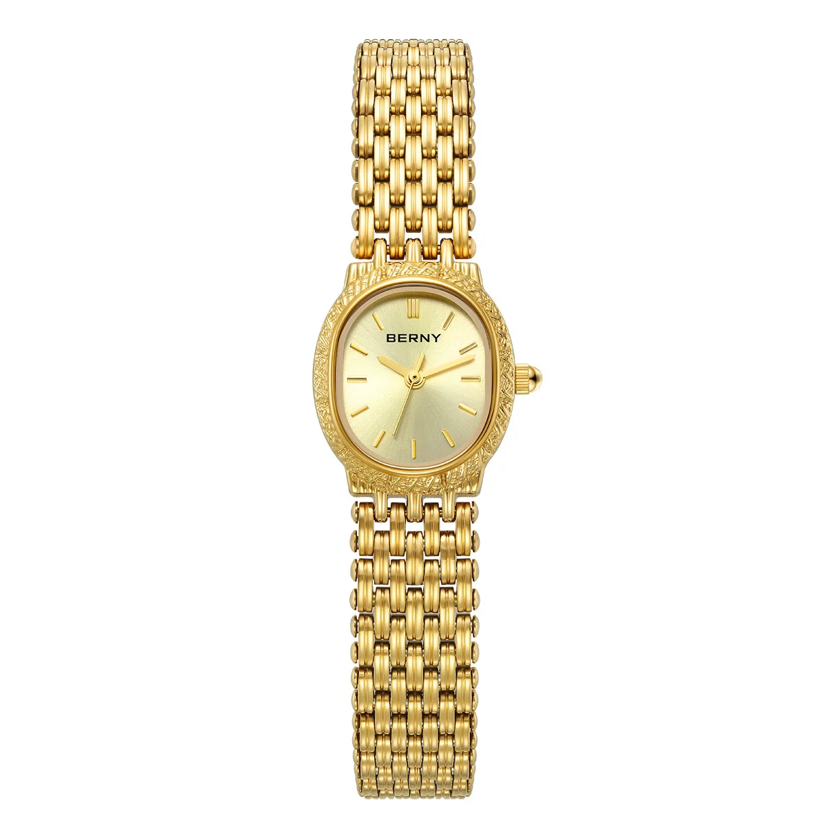 BERNY Women Quartz Tonneau Gold Watch-2136L 2136L-YE kol saati