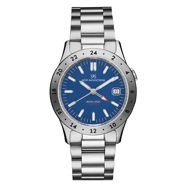 Sjöö Sandström Royal Steel Worldtimer SS-1836-WT-Blue-Steel kol saati