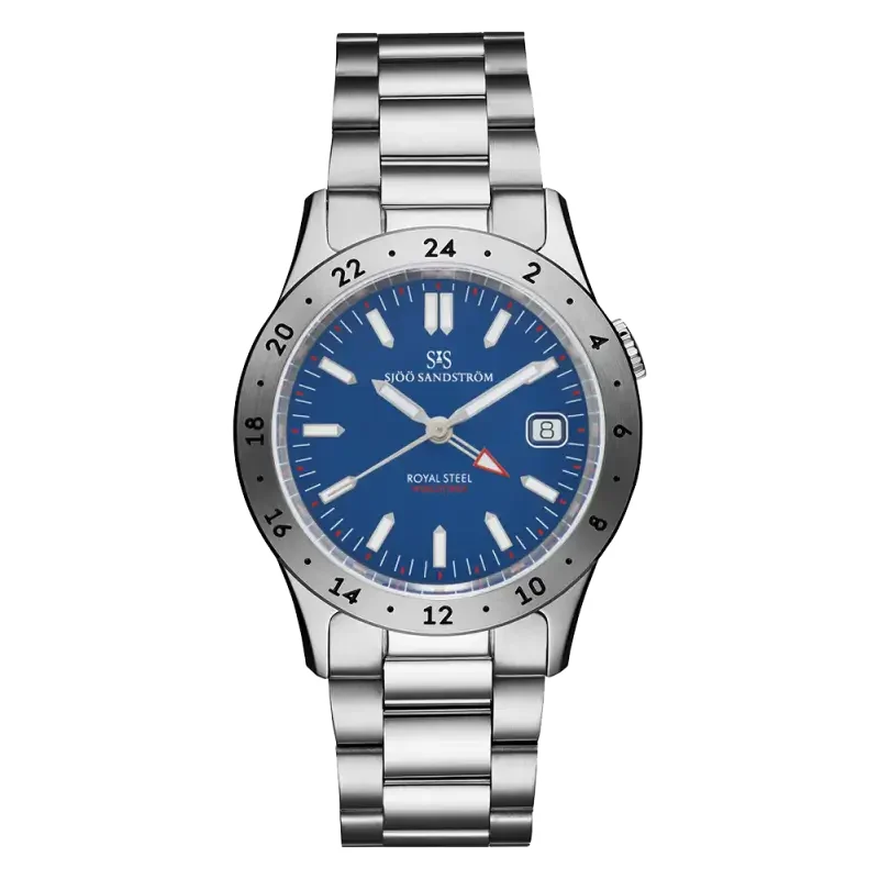 Sjöö Sandström Royal Steel Worldtimer SS-1836-WT-Blue-Steel 36 mm kol saati