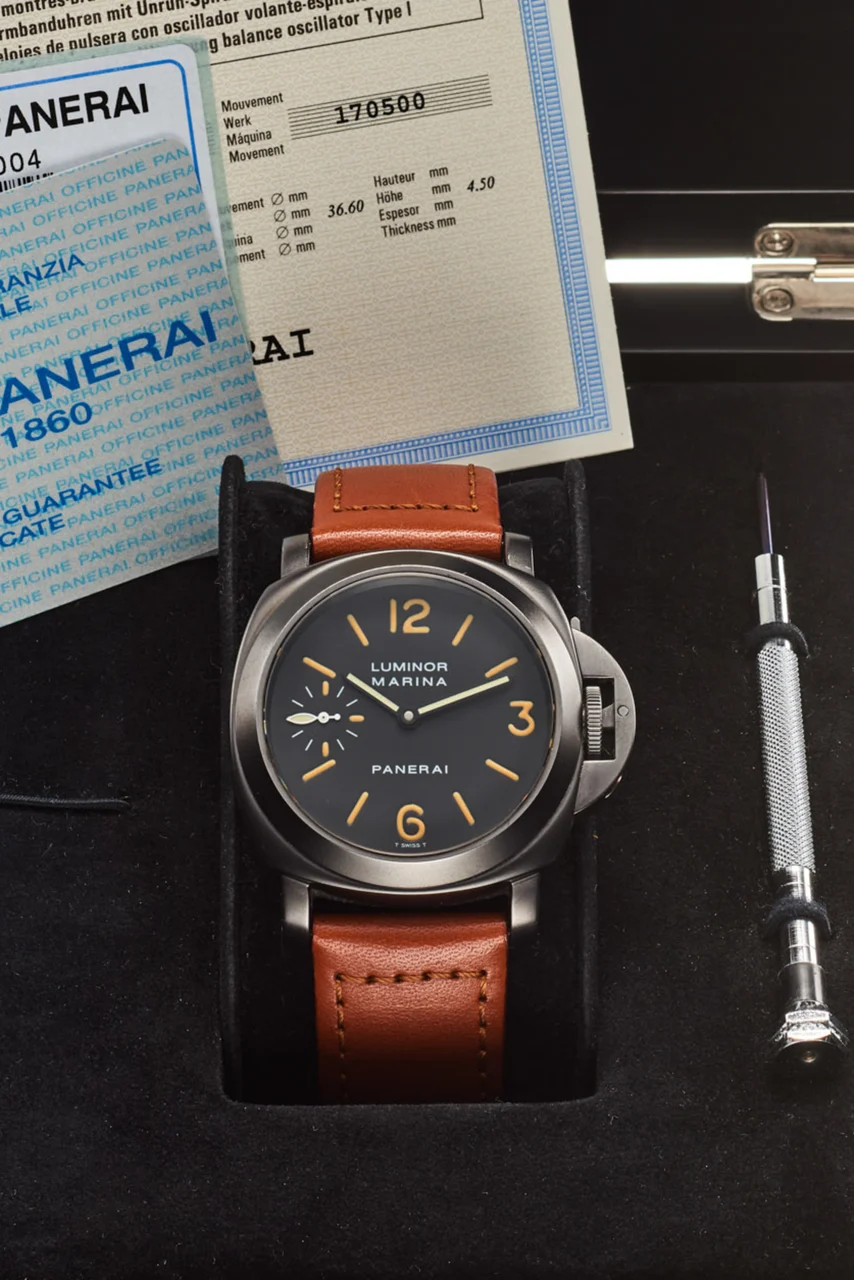 Panerai PANERAI REF. PAM 004, LUMINOR MARINA - FIRENZE 1860 T-DIAL PVD STEEL NO.A0903/1500 kol saati