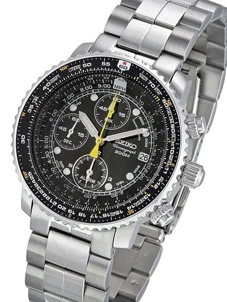 Seiko Scratch and Dent - SNA411P1 Quartz Flightmaster Chronograph Watch with Alarm Funcito