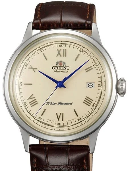 Orient Scratch and Dent - Bambino 2nd-Gen Automatic Dress Watch with Cream Dial, Blue Hand