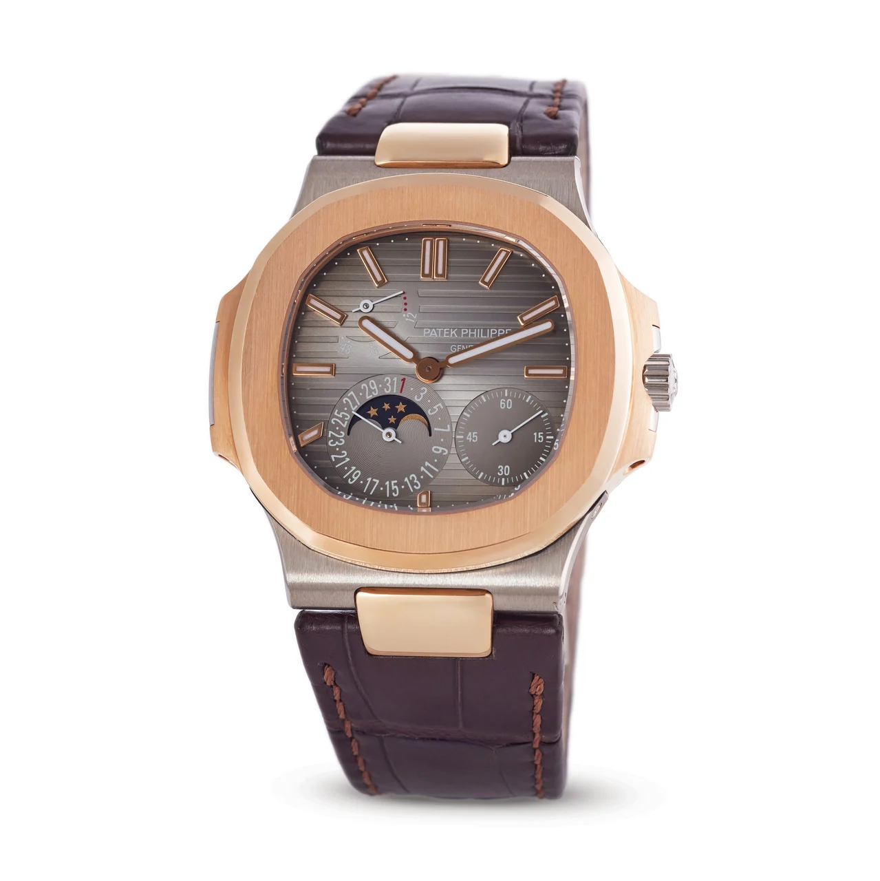 Patek Philippe PATEK PHILIPPE, REF. 5712GR-001, NAUTILUS, UNWORN, 18K WHITE GOLD AND PINK GOLD 40 mm kol saati