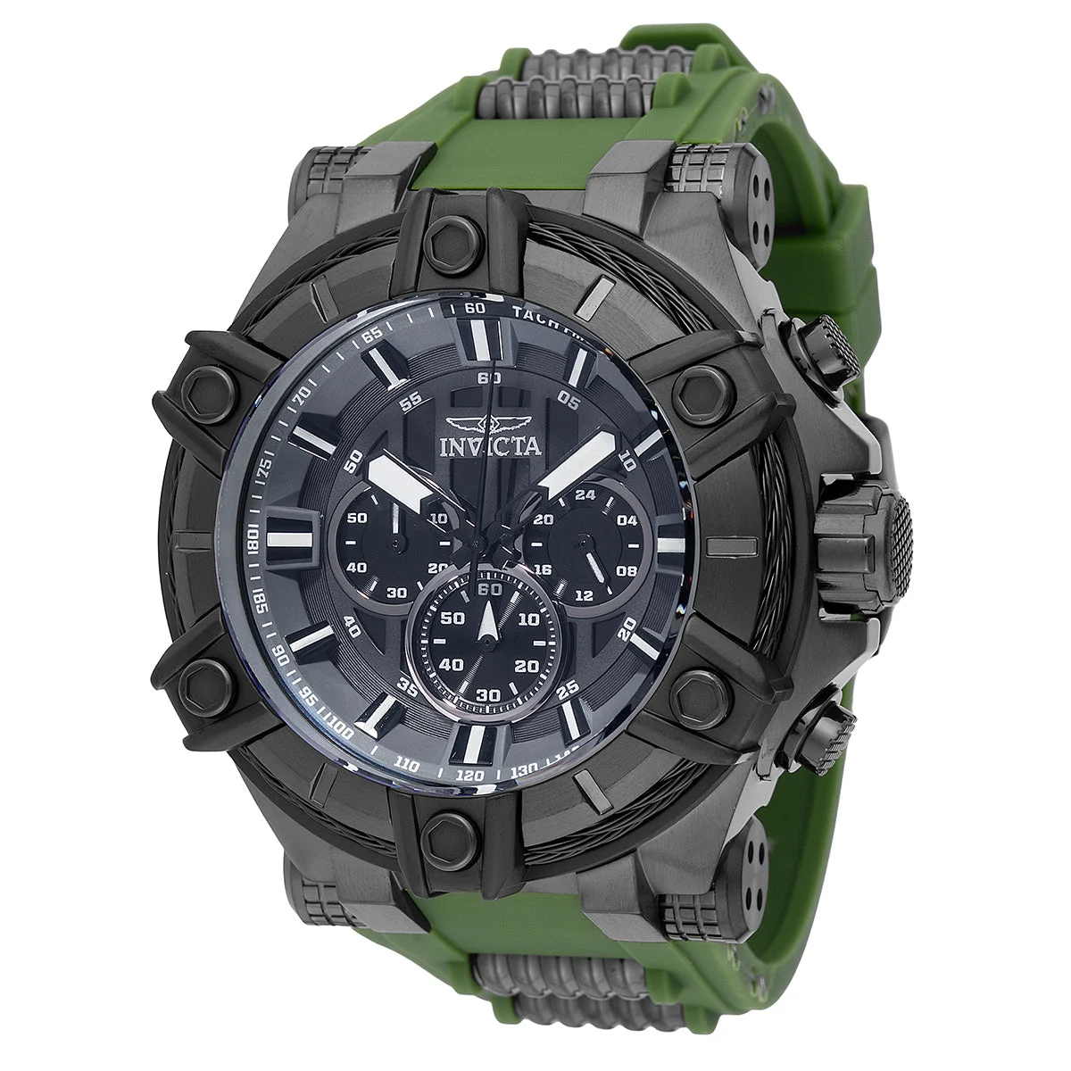 Invicta Bolt Surge Watch - 52mm. Army Green. Gunmetal (49807) 52 mm kol saati