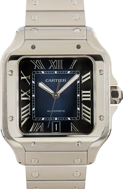 Cartier Santos de Blue Roman Dial WSSA0030 kol saati