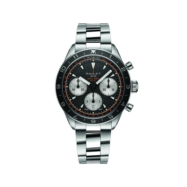 Gallet Multichron Pilot Chronograph 42mm - Black on Bracelet AG2303251B1A1 kol saati
