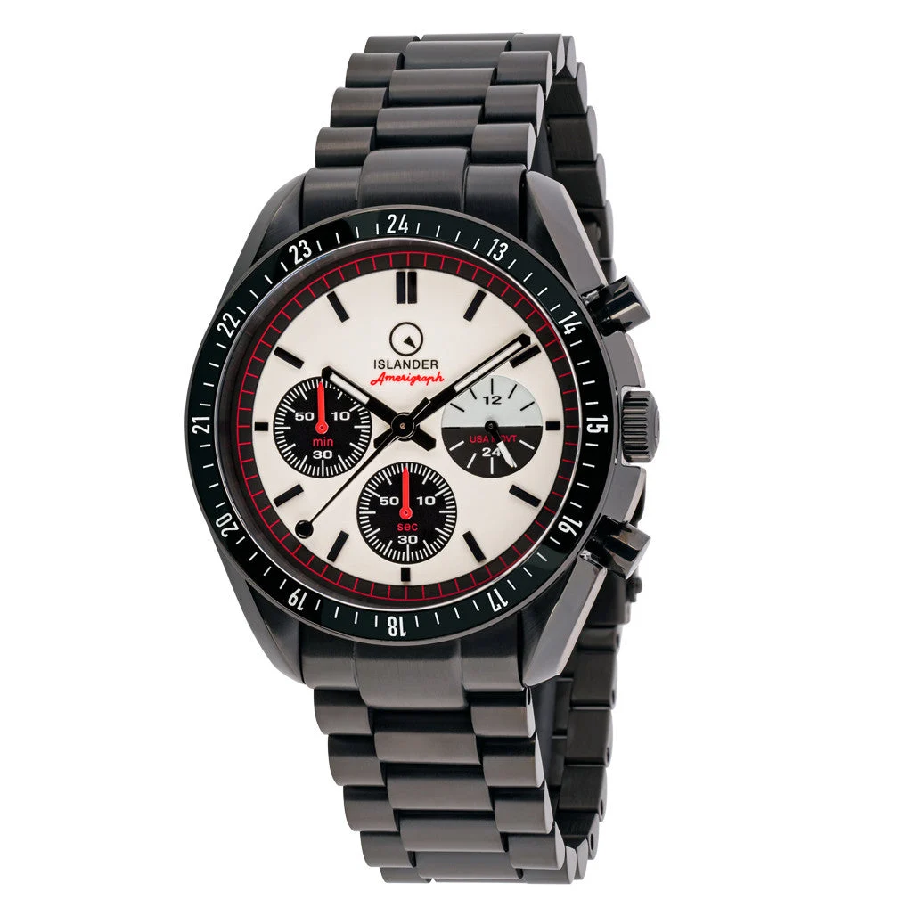 Islander USA Assembled Bethpage Amerigraph Full Lume (BGW9) Dial PVD Watch with Chronograph Function #ISL-202 47 mm kol saati