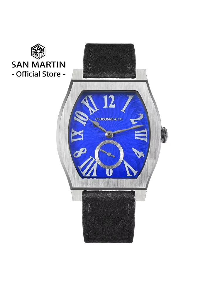 San Martin ETA 7001 Guilloche Dial Barrel Shaped Enamel San Martin 36mm ETA 7001 Guilloche Dial Barrel Shaped Enamel 36 mm kol saati