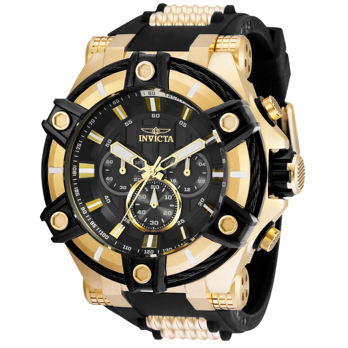Invicta Bolt Surge Watch - 52mm. Gold, Black (35548) 52 mm kol saati