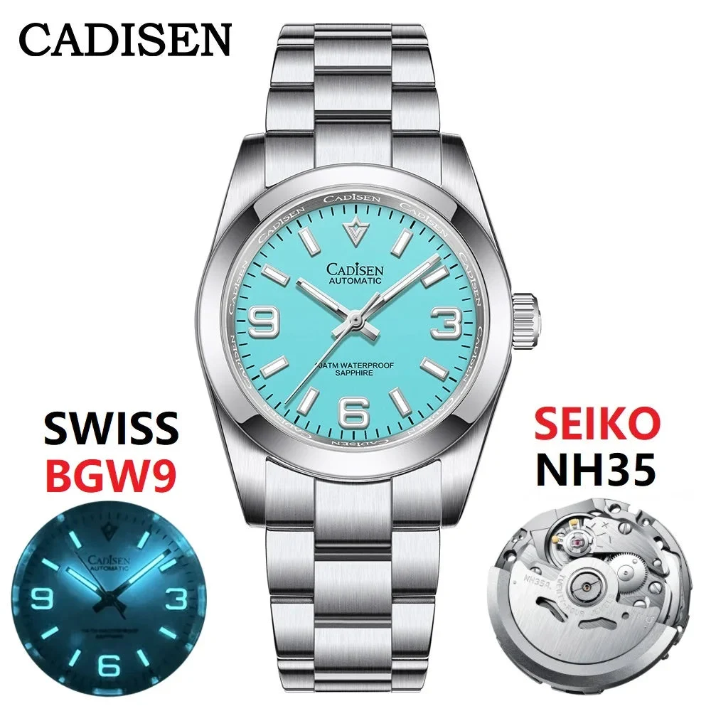 Tandorio Cadisen C8213 Oyster Watch 36MM NH35 AR Sapphire BGW9 Lume 100M Waterproof 14:350850#Champagne gold 36 mm kol saati