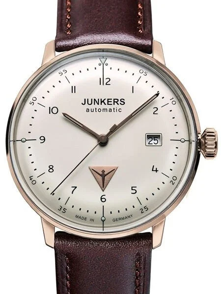 Junkers Bauhaus Swiss Automatic Watch with Domed Hesalite Crystal #6058-4 kol saati