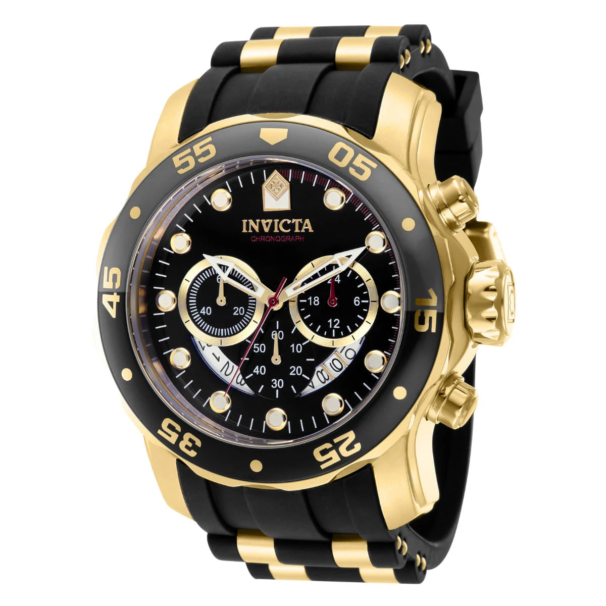 Invicta Pro Diver SCUBA Watch - 48mm. Gold, Black (37228) 48 mm kol saati